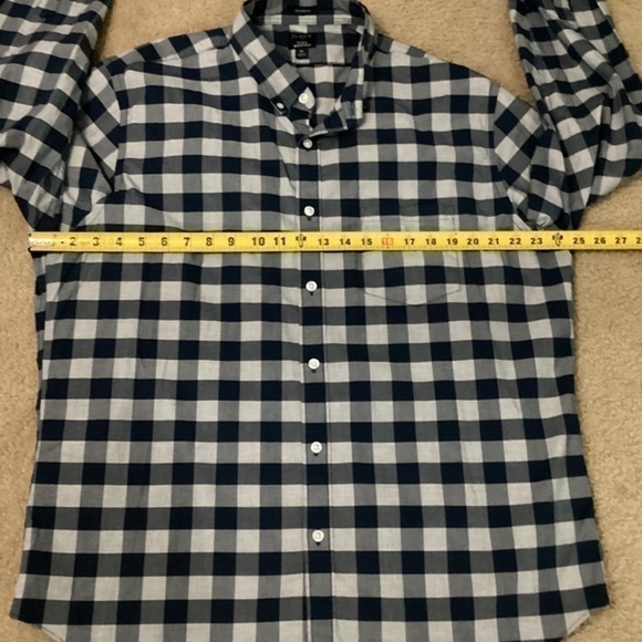 J. Crew Flex Washed Classic Fit Men’s XL Blue Check Button Down Shirt - Picture 6 of 7